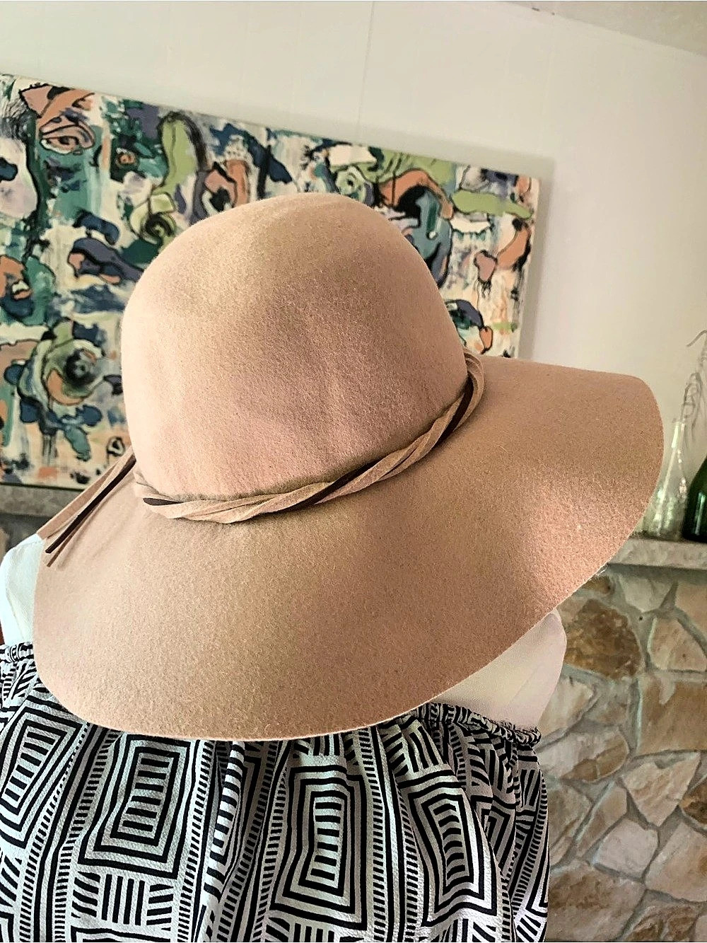 Collection Eighteen Women’s Wide Brim Wool Autumn Hat in Brown One Size